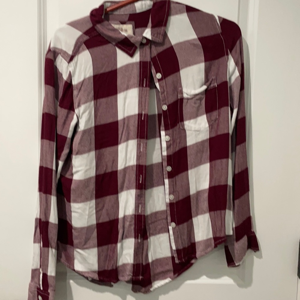 Red Plaid Long Sleeve Button Down